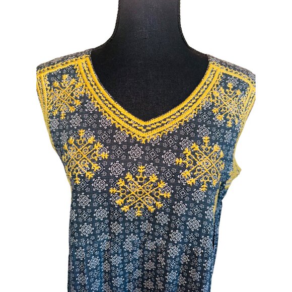 Anthropologie Uncle Frank Sleeveless Boho Embroidered Dress M Cottage Core Black - Picture 7 of 11